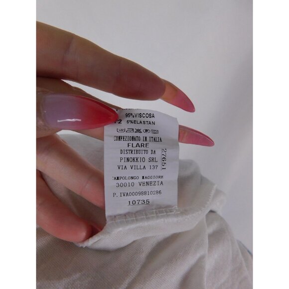 Flare Maxi Dress Womens Blue White Floral Belted Wrap V-Neck Made in Italy - Picture 12 of 12